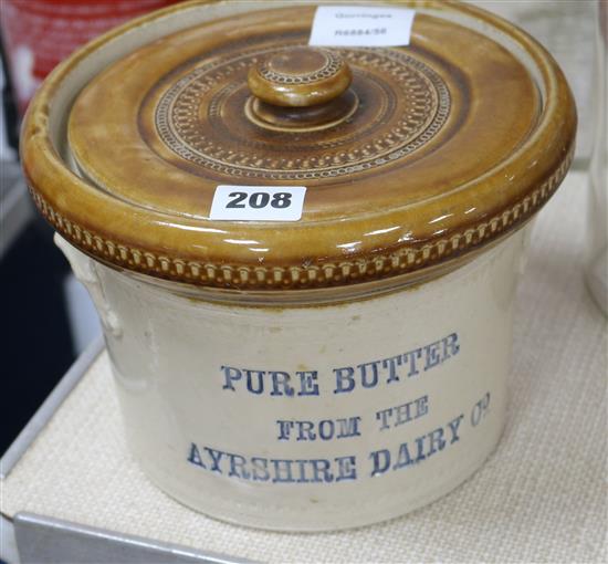 An Ayrshire Dairy Company earthenware Pure Butter bowl and cover